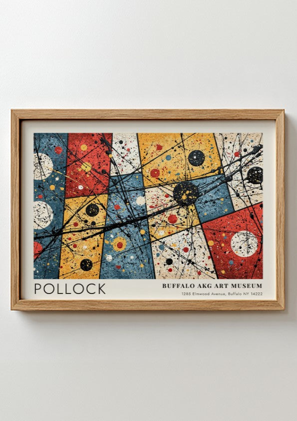 Wall art poster featuring Jackson Pollock’s Convergence with abstract drips and Buffalo AKG text