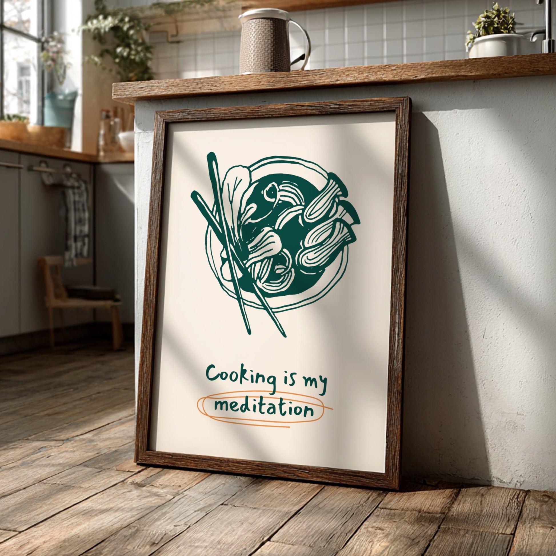 Cooking is My Meditation Poster - Zen Kitchen Wall Art Print