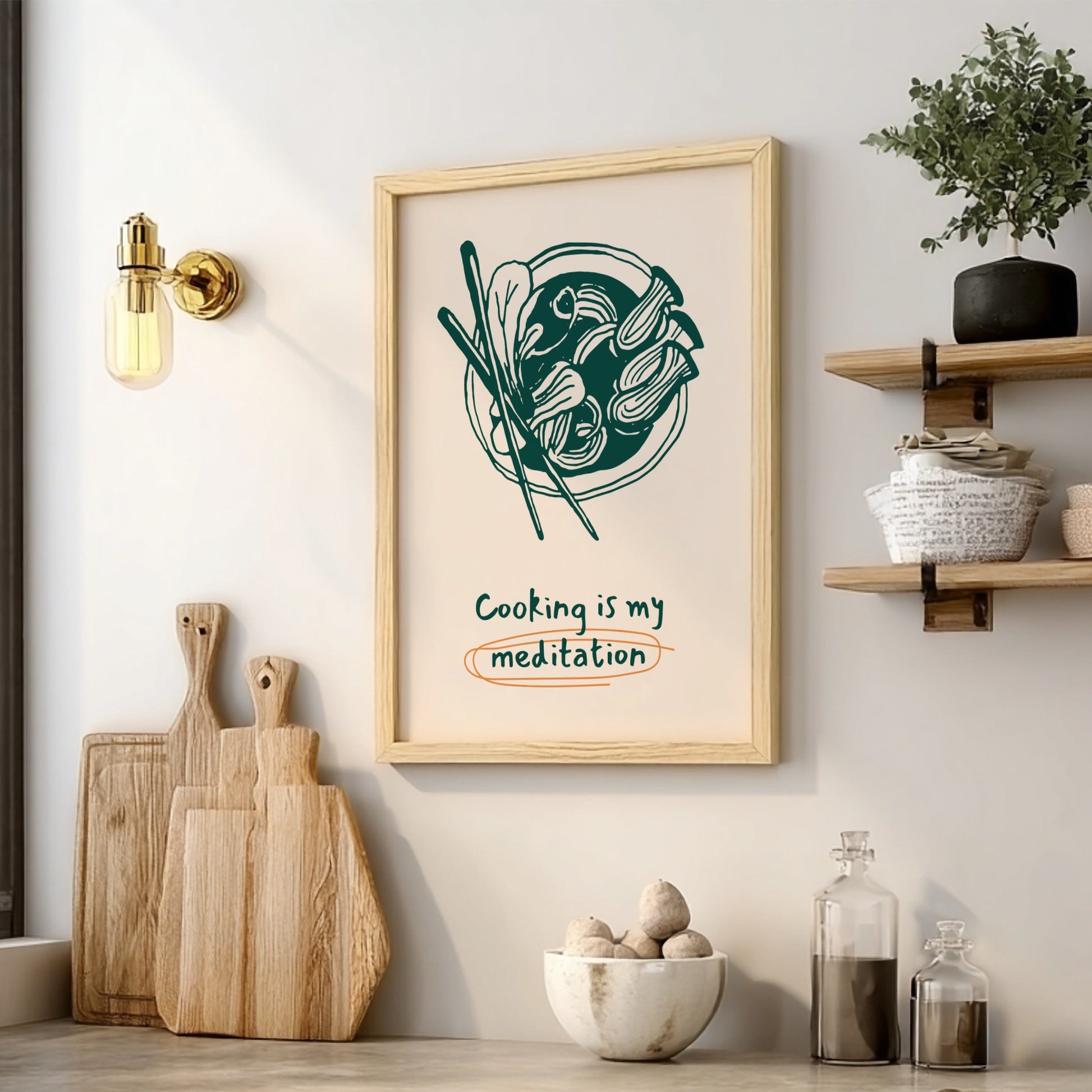 Cooking is My Meditation Poster - Zen Kitchen Wall Art Print