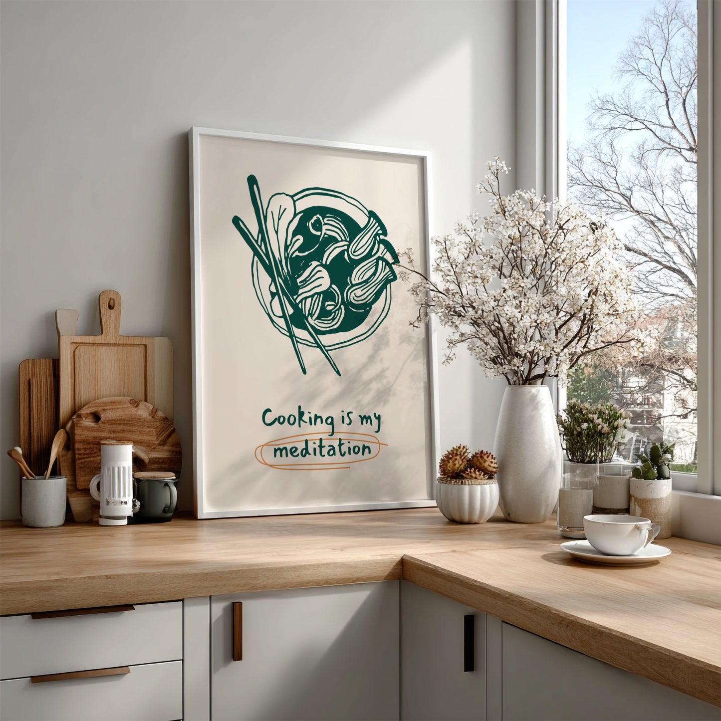 Cooking is My Meditation Poster - Zen Kitchen Wall Art Print