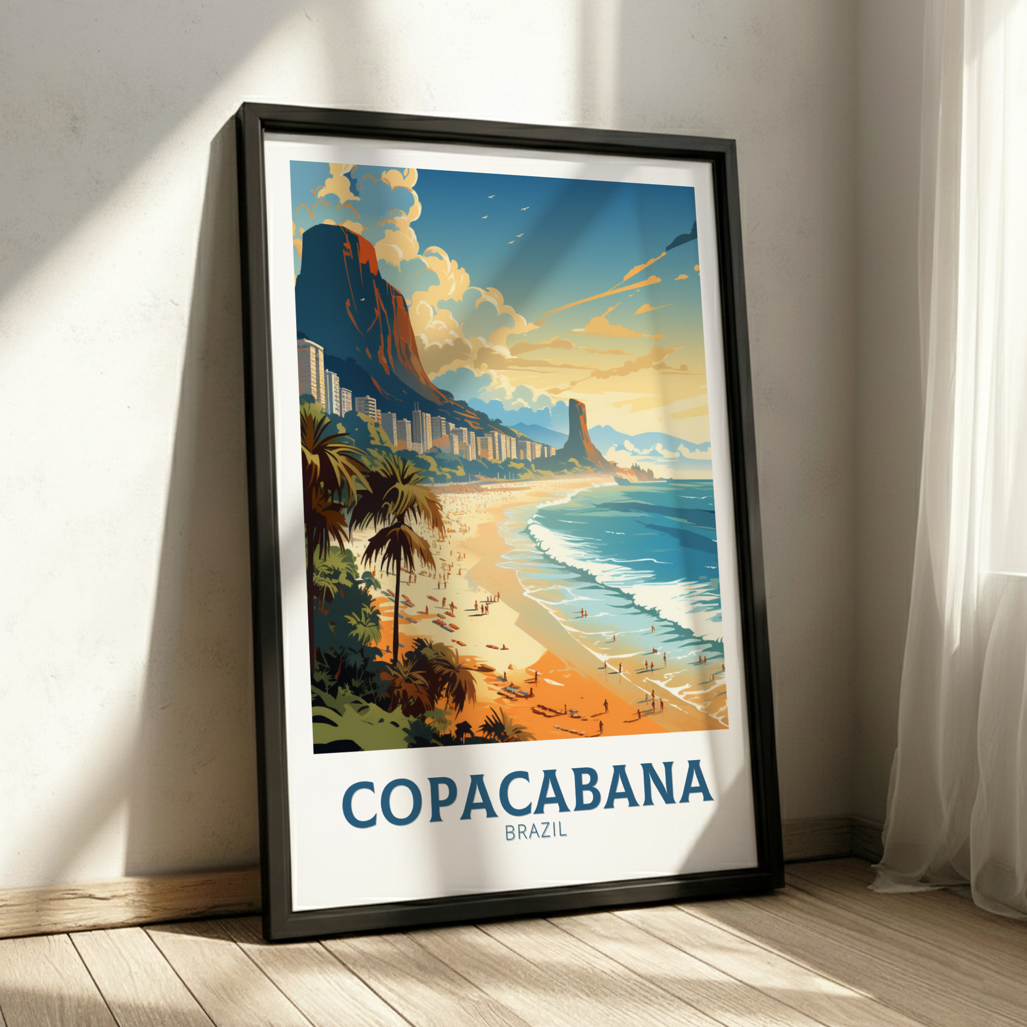 South America COPACABANA PRINT - BRAZIL BEACH POSTER