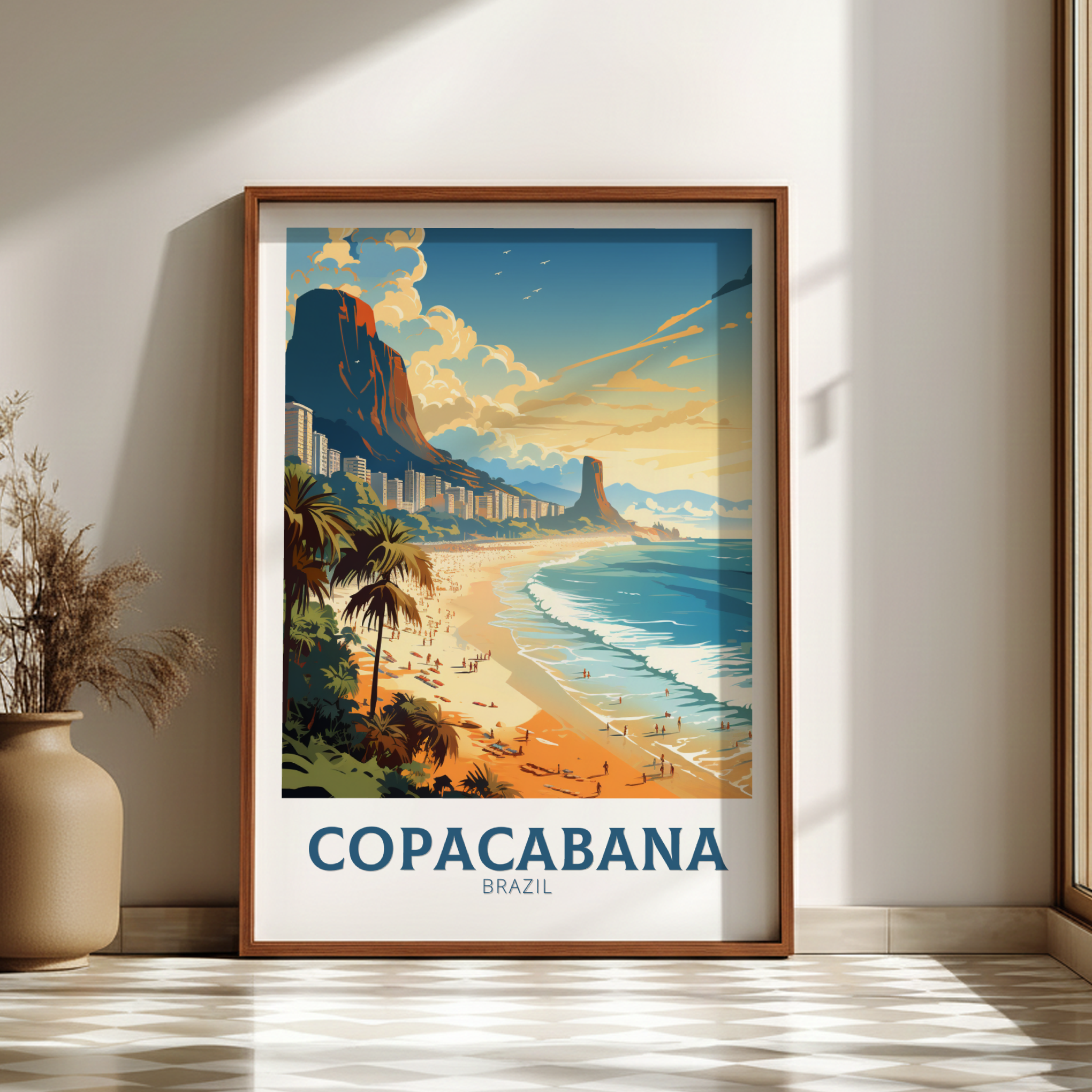 South America COPACABANA PRINT - BRAZIL BEACH POSTER