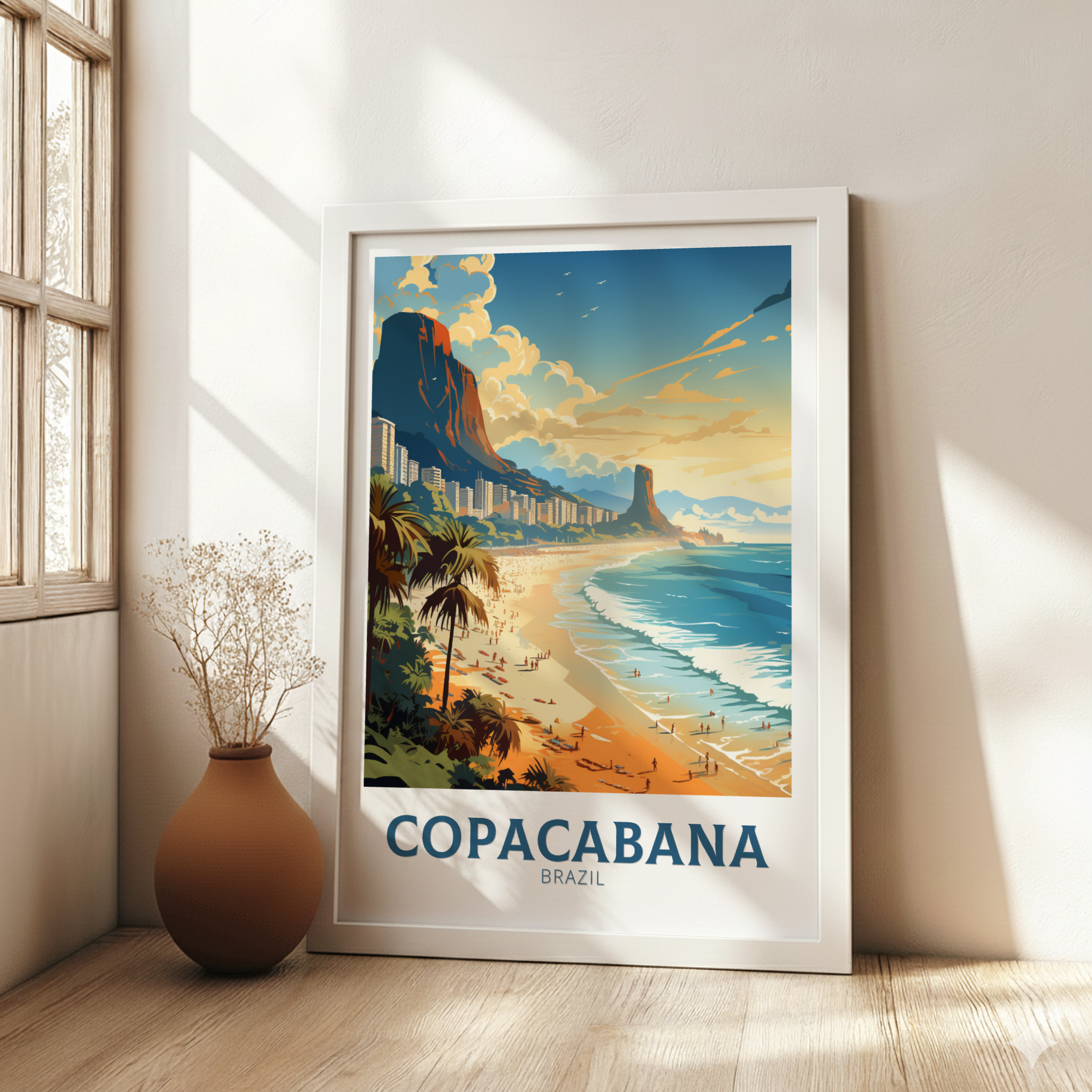 South America COPACABANA PRINT - BRAZIL BEACH POSTER