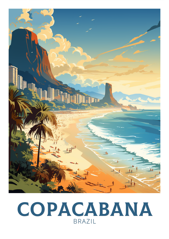 South America COPACABANA PRINT - BRAZIL BEACH POSTER