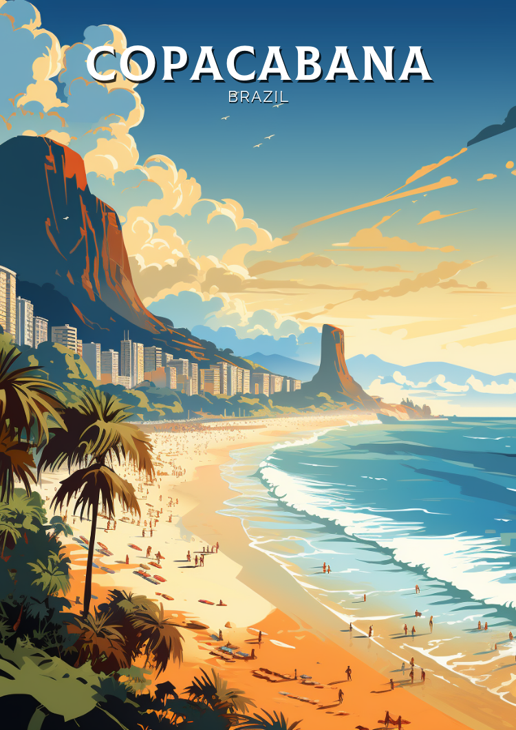 South America COPACABANA POSTER - RIO DE JANEIRO BEACH PRINT