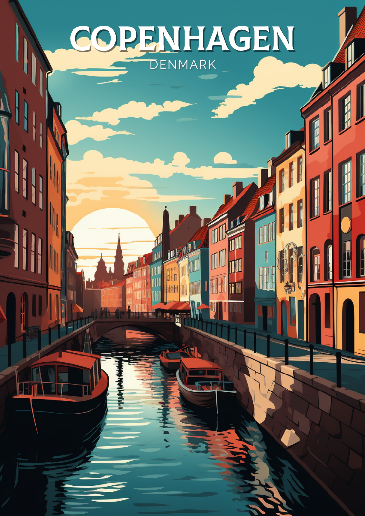 Europe COPENHAGEN TRAVEL PRINT - DENMARK ARTWORK