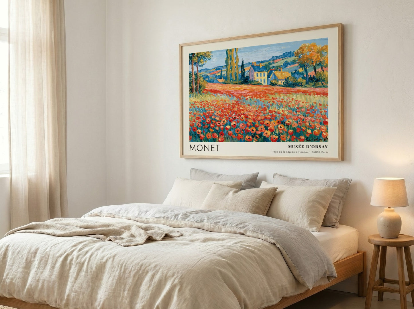 Coquelicots by Monet wall art print featuring vibrant red poppies and a serene landscape