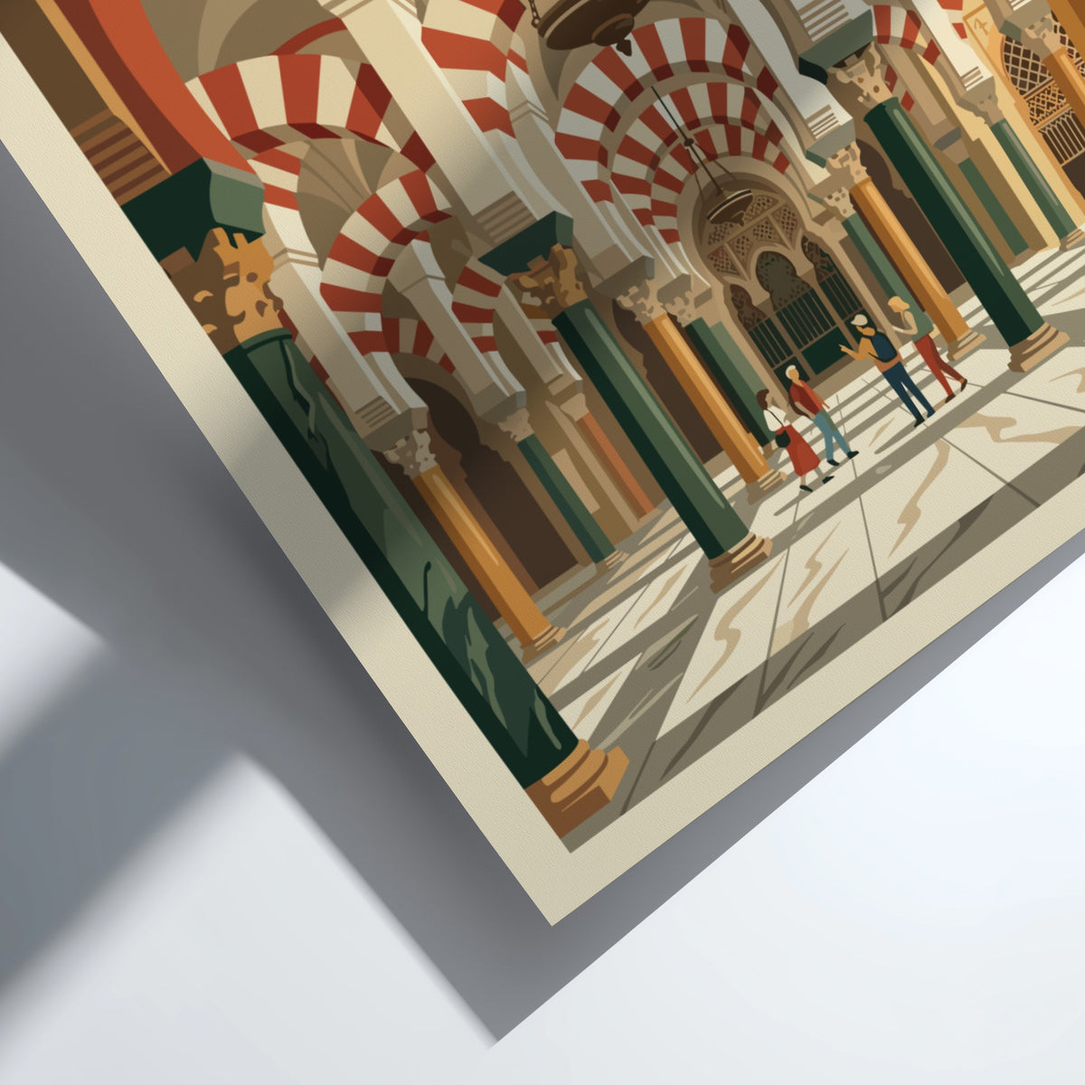 Poster of Cordoba Spain showing the Mezquita with striped arches and warm colours
