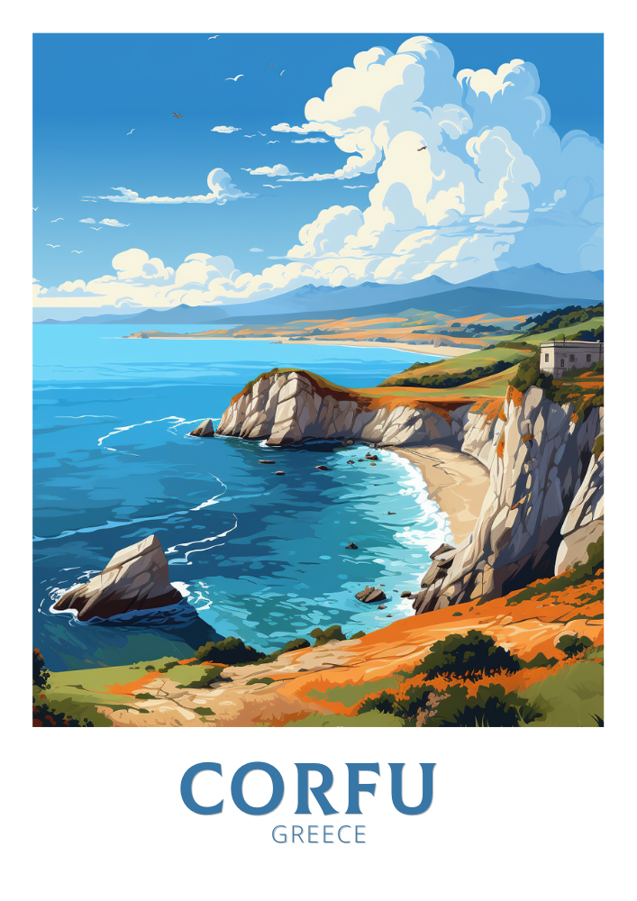 Europe CORFU TRAVEL POSTER - GREECE ARTWORK