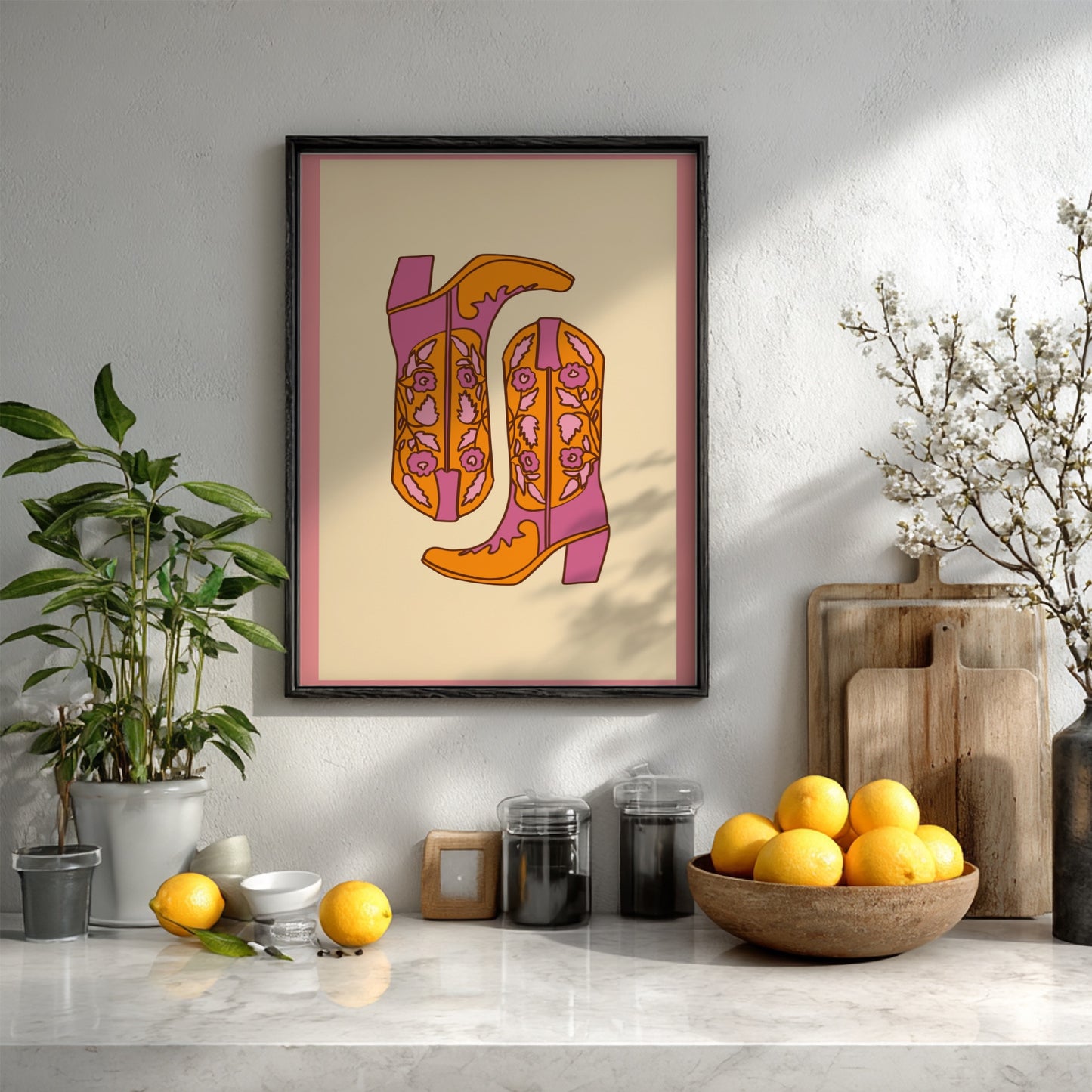 Western Heritage Modern Art - The Cowboy Boots Abstract Wall Print