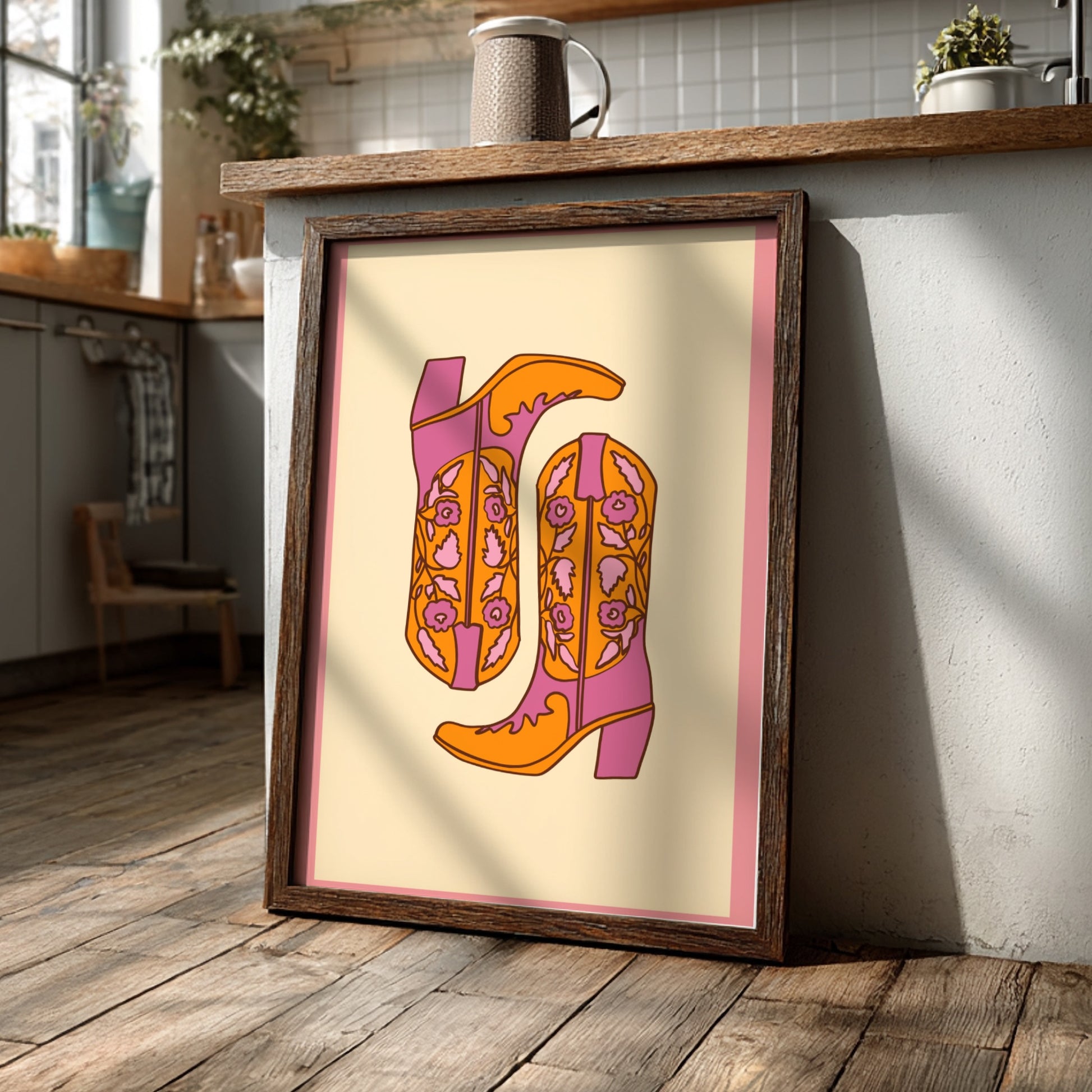 Western Heritage Modern Art - The Cowboy Boots Abstract Wall Print