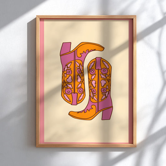 Western Heritage Modern Art - The Cowboy Boots Abstract Wall Print