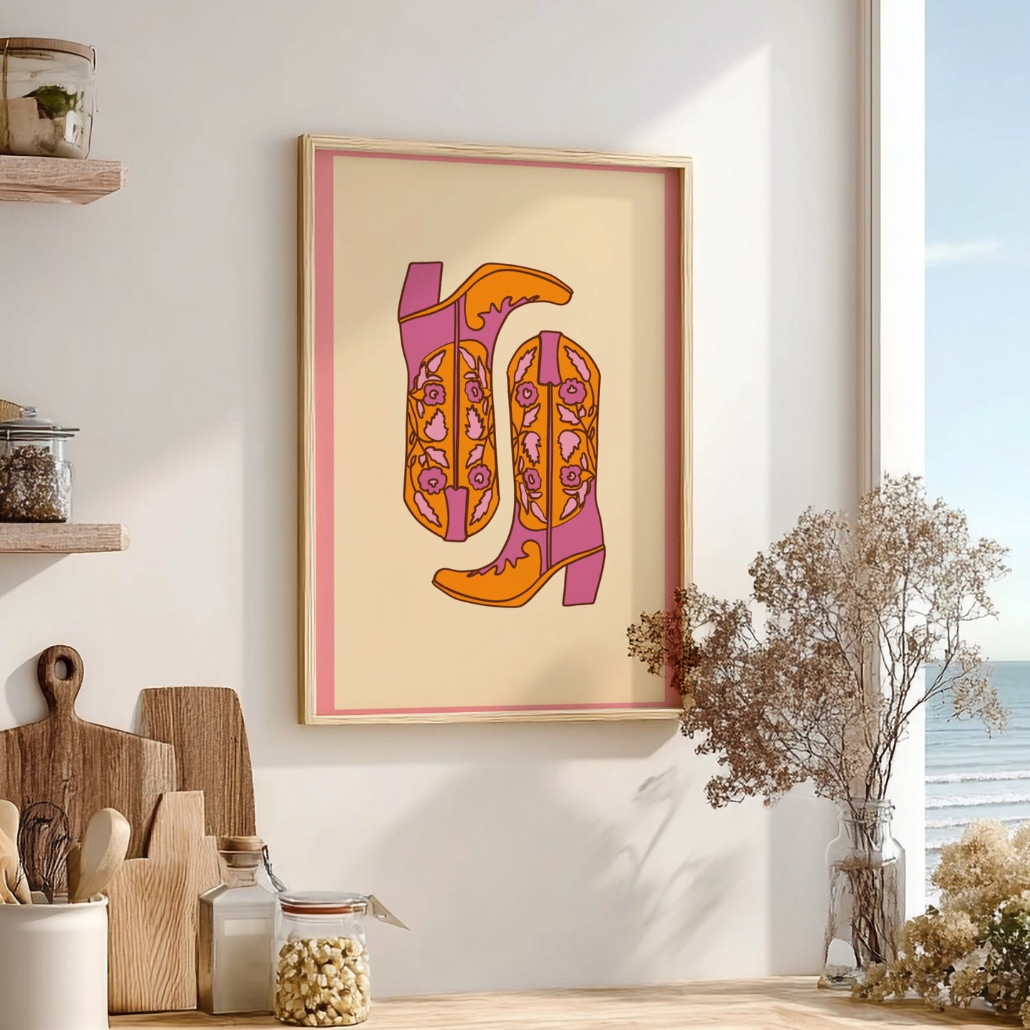 Western Heritage Modern Art - The Cowboy Boots Abstract Wall Print
