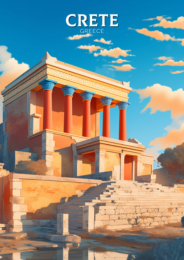 Europe CRETE TRAVEL PRINT - GREECE ARTWORK