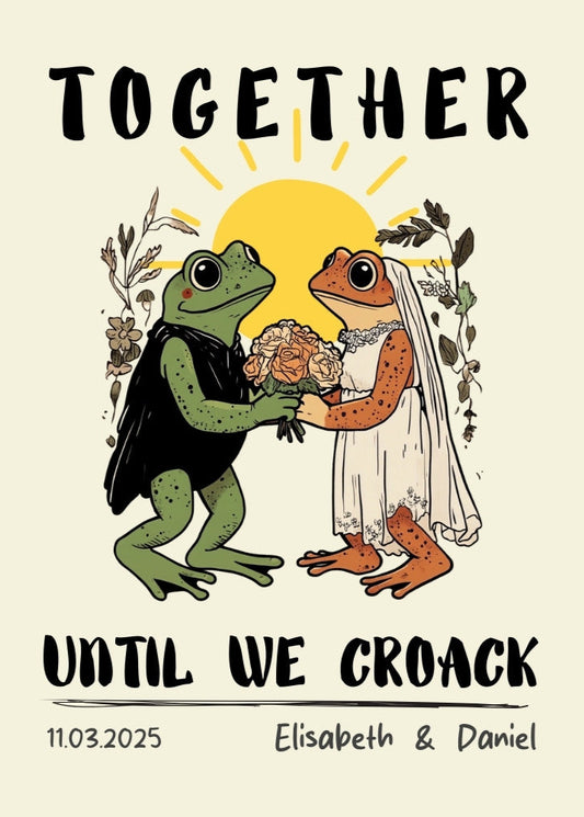 Custom Frog Couple Portrait – Personalized Retro Art Print
