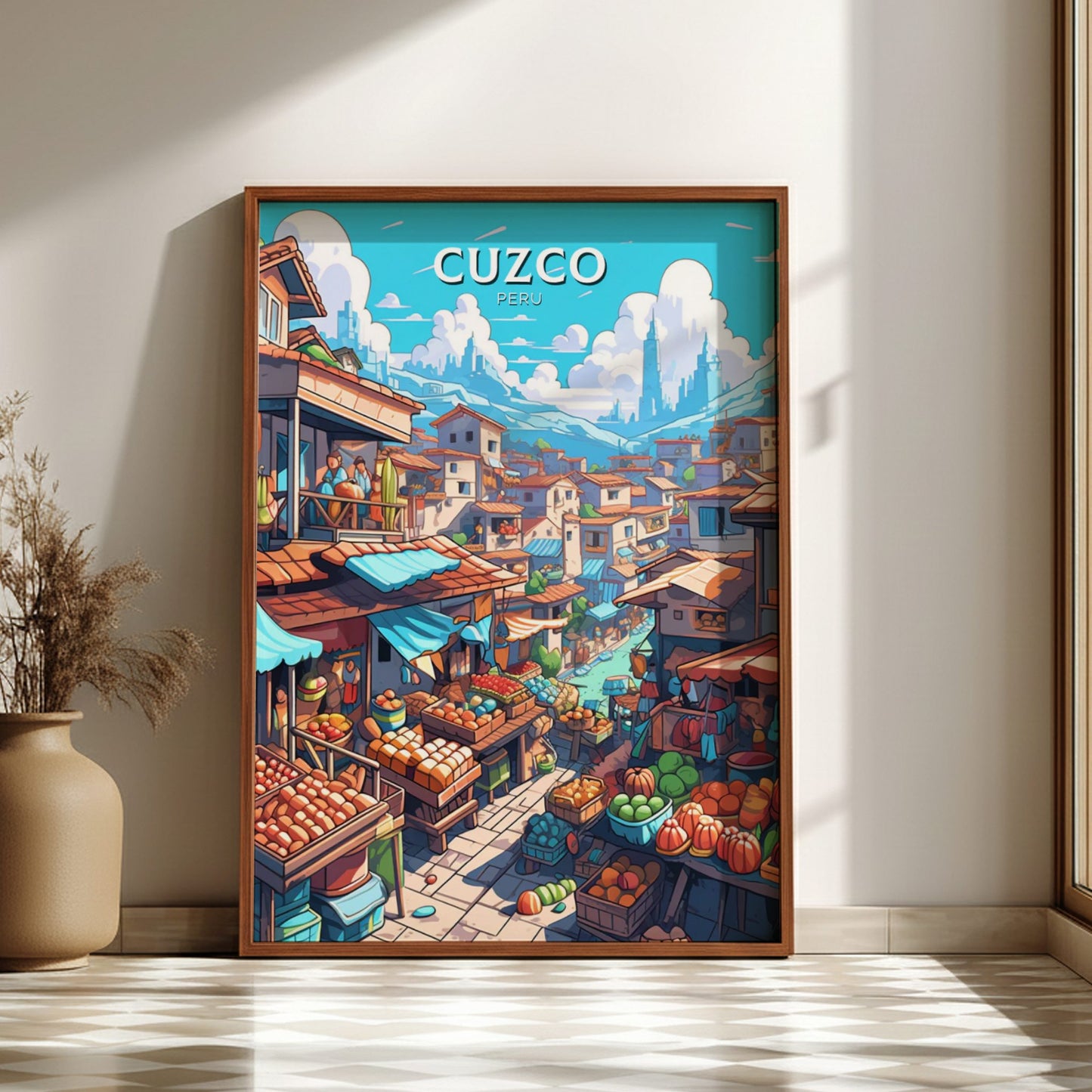 Cuzco Print - Vintage Artwork on a dark frame