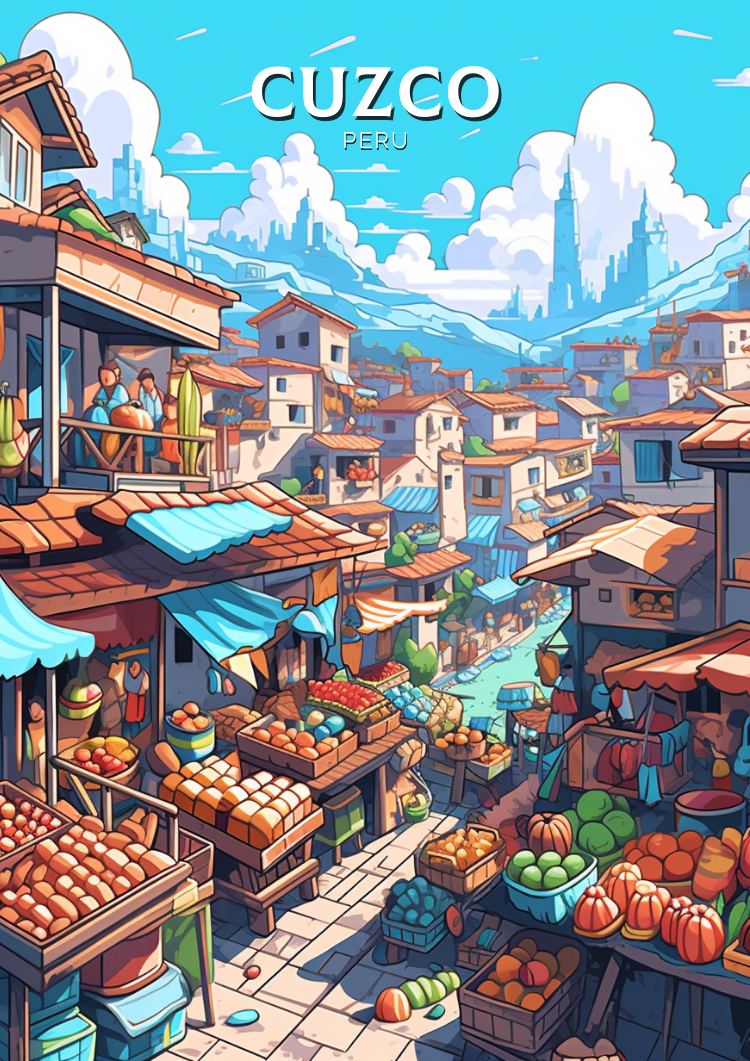 South America CUZCO PRINT - VINTAGE ARTWORK
