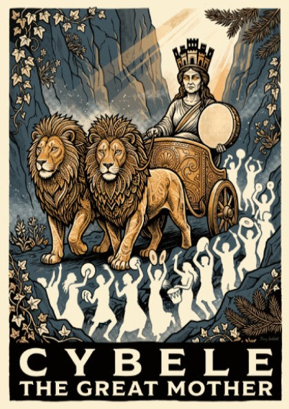 Poster of Cybele the Great Mother in a chariot pulled by two lions