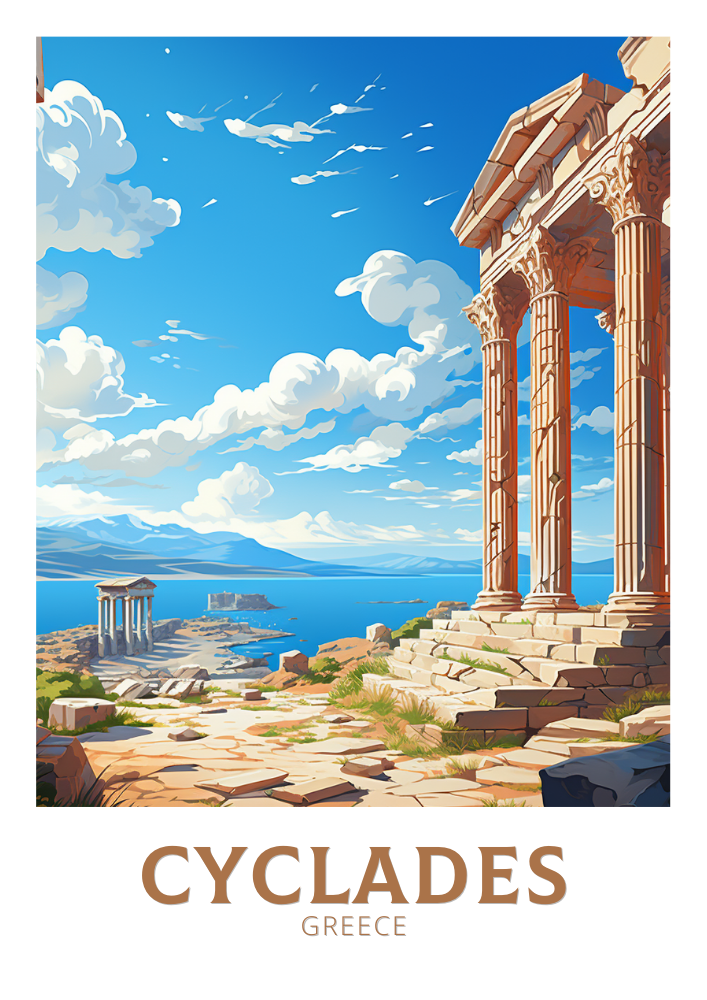 Europe CYCLADES TRAVEL POSTER - GREECE ARTWORK