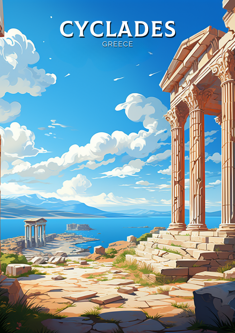 Europe CYCLADES TRAVEL PRINT - GREECE ARTWORK