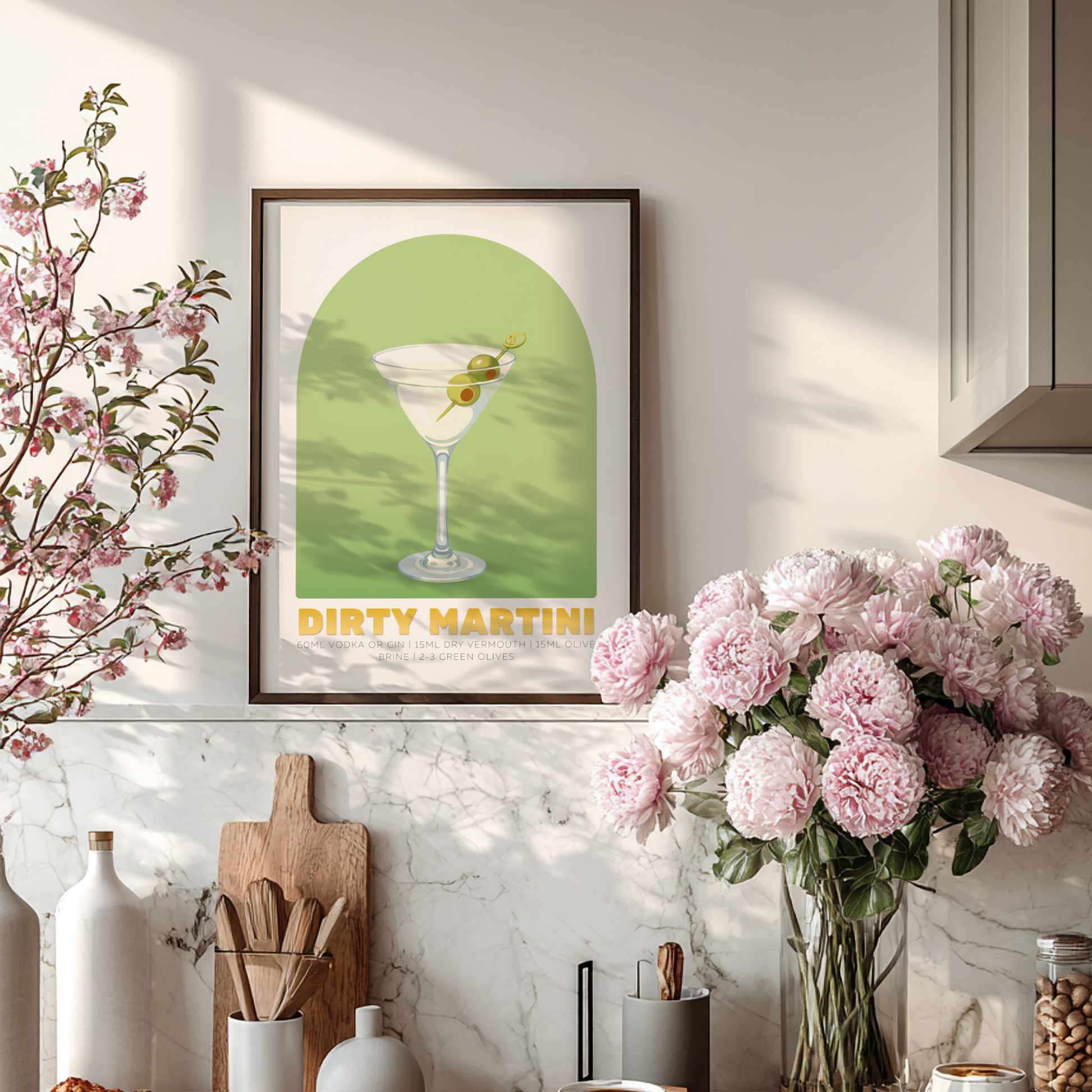 Dirty Martini Cocktail Poster - Drinks Wall Art