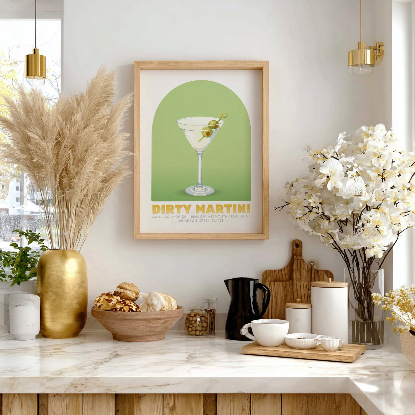 Dirty Martini Cocktail Poster - Drinks Wall Art