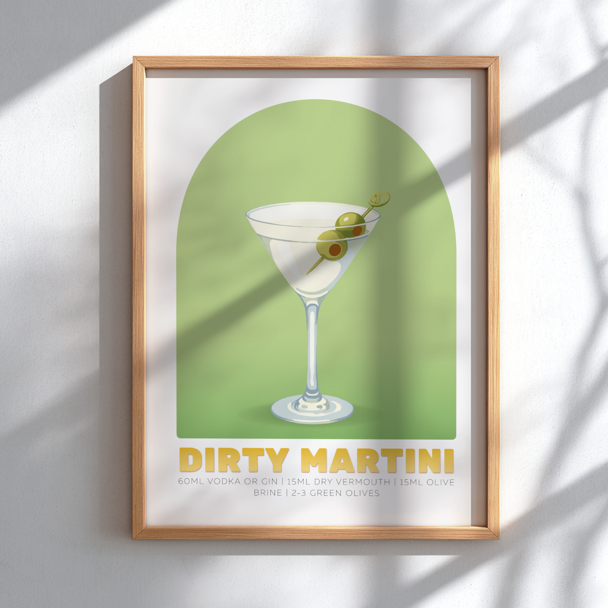 Dirty Martini Cocktail Poster - Drinks Wall Art