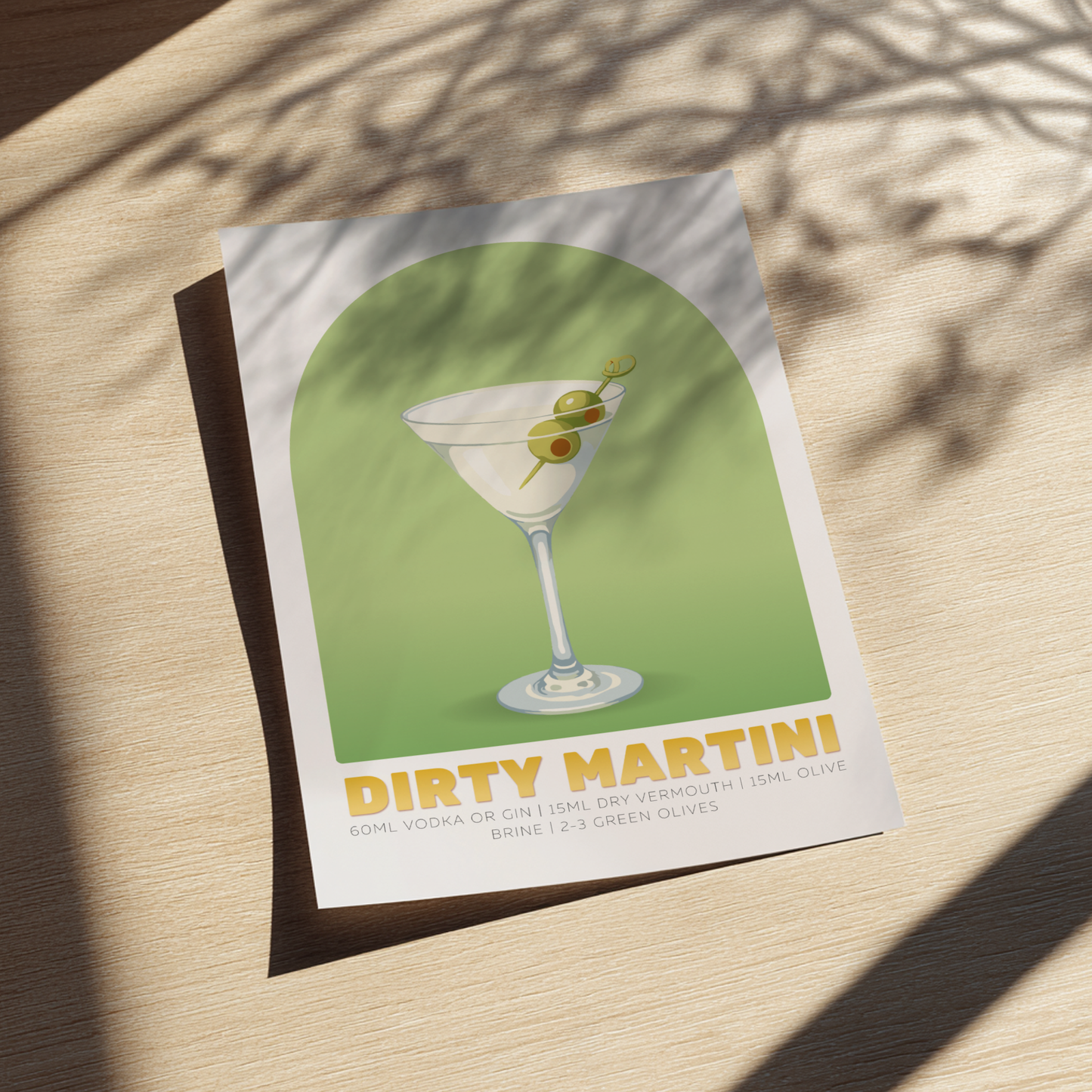 Dirty Martini Cocktail Poster - Drinks Wall Art
