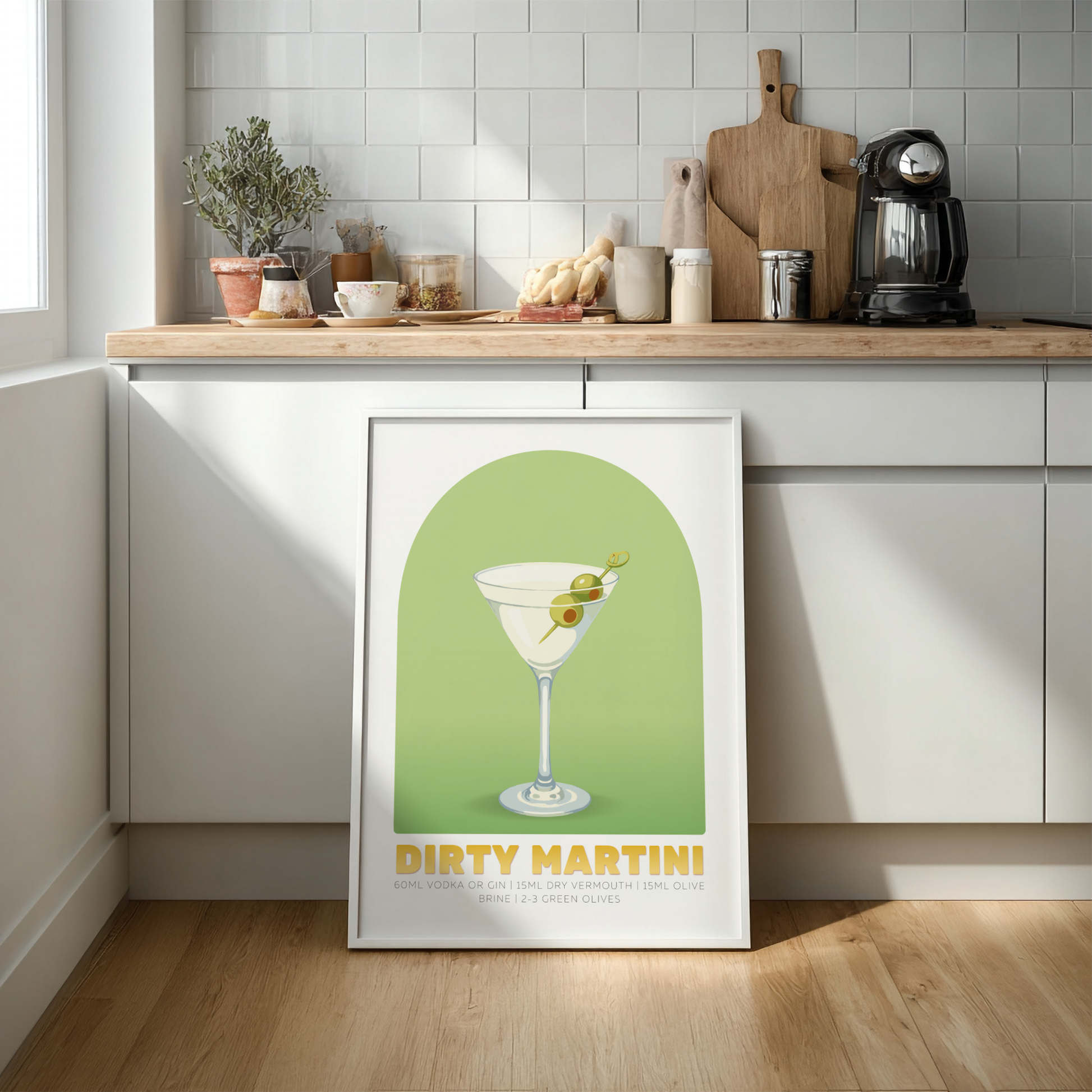 Dirty Martini Cocktail Poster - Drinks Wall Art