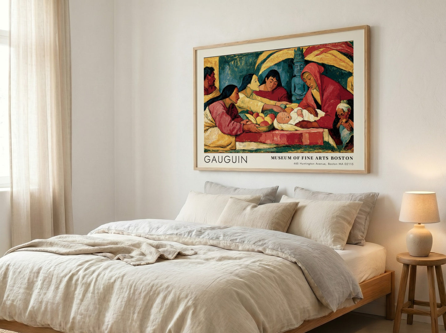 Wall art poster featuring Gauguin's D'où Venons-Nous Que Sommes-Nous in a wooden frame.
