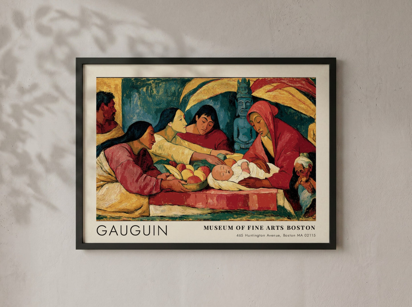 Wall art poster featuring Gauguin's D'où Venons-Nous Que Sommes-Nous in a wooden frame.