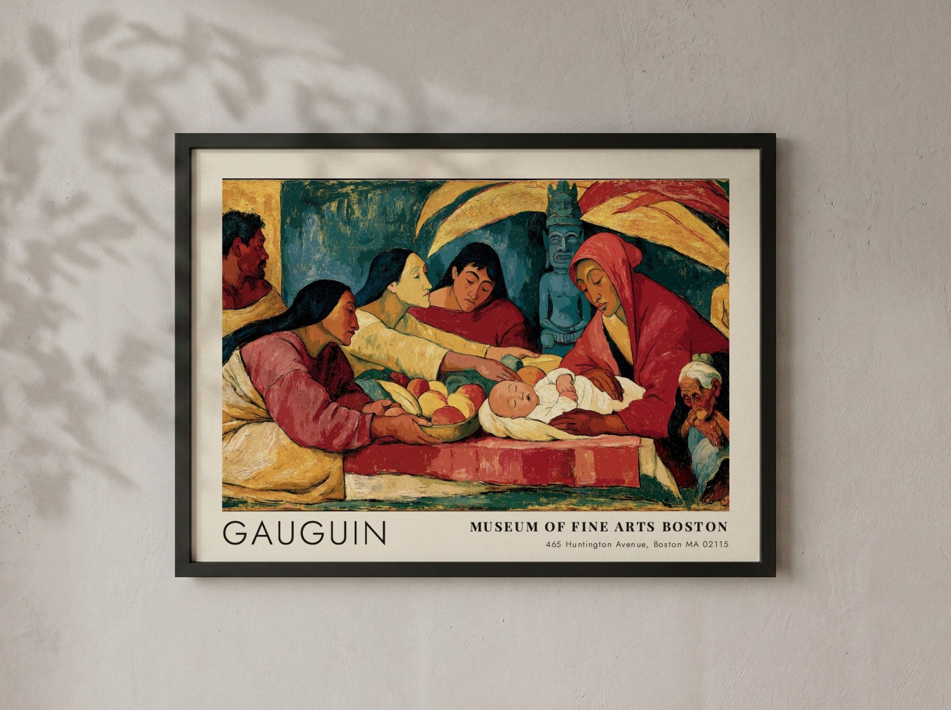 Wall art poster featuring Gauguin's D'où Venons-Nous Que Sommes-Nous in a wooden frame.