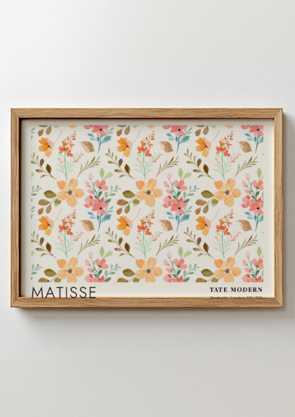 Henri Matisse poster featuring daisies and golden botanicals in vibrant colors
