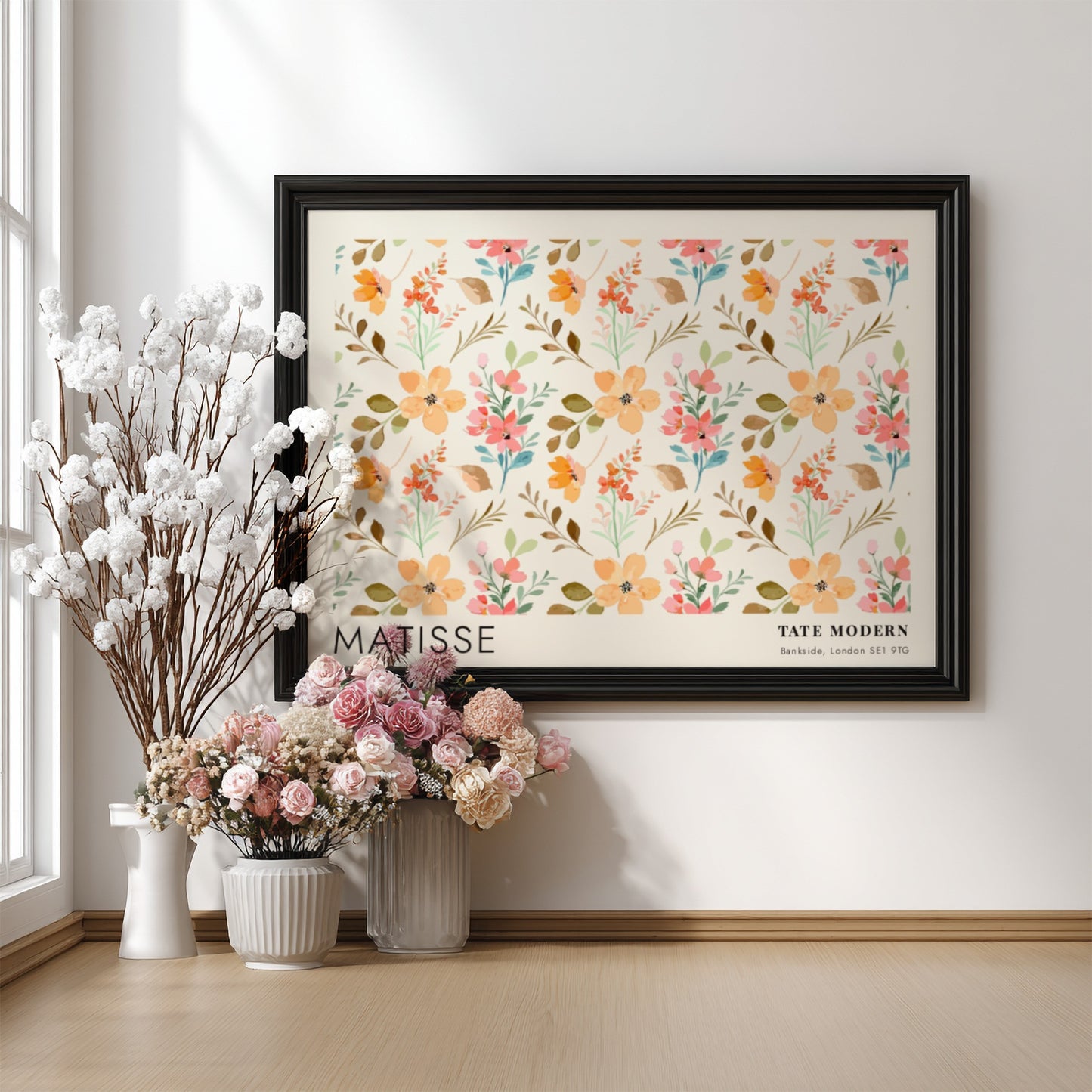Henri Matisse poster featuring daisies and golden botanicals in vibrant colors