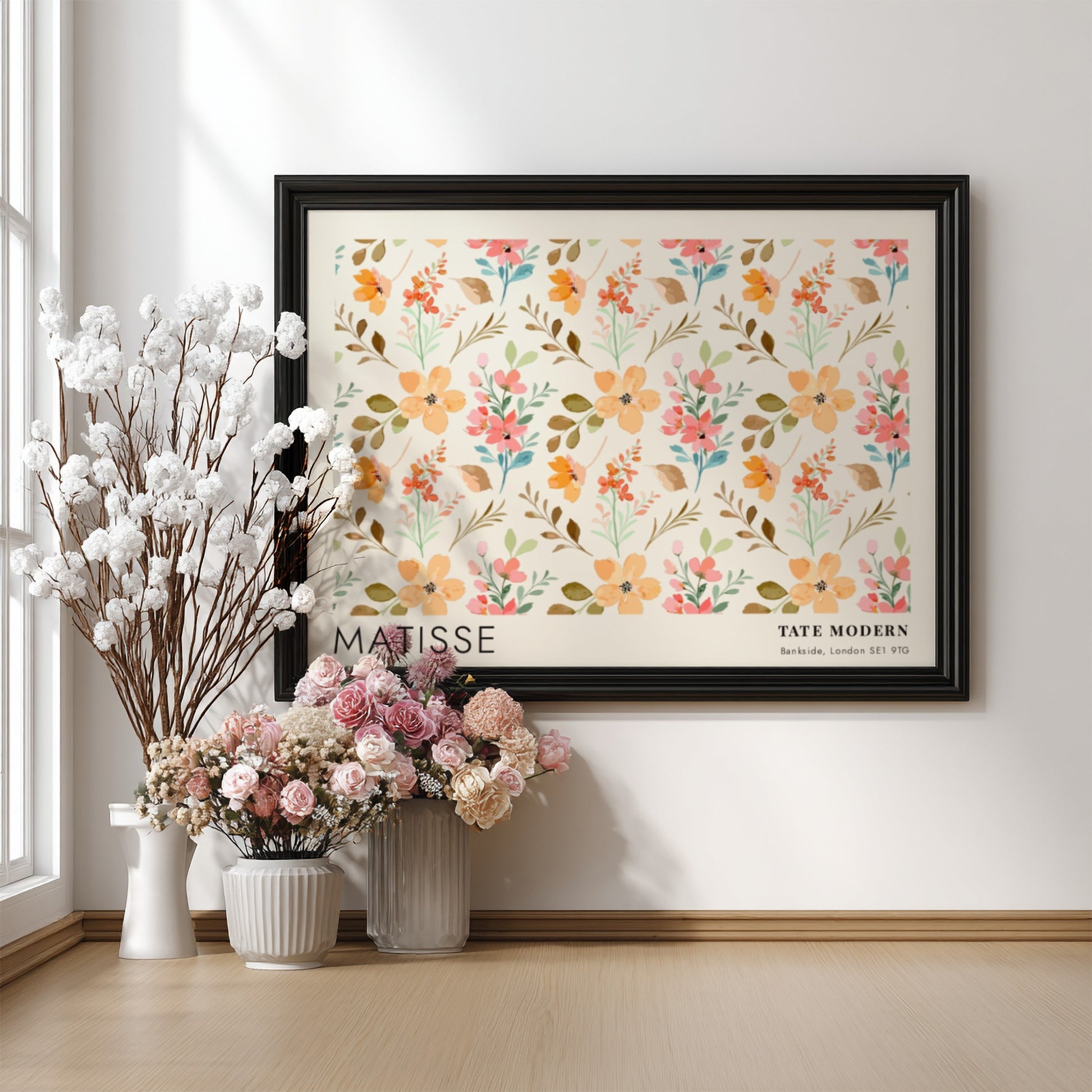 Henri Matisse poster featuring daisies and golden botanicals in vibrant colors
