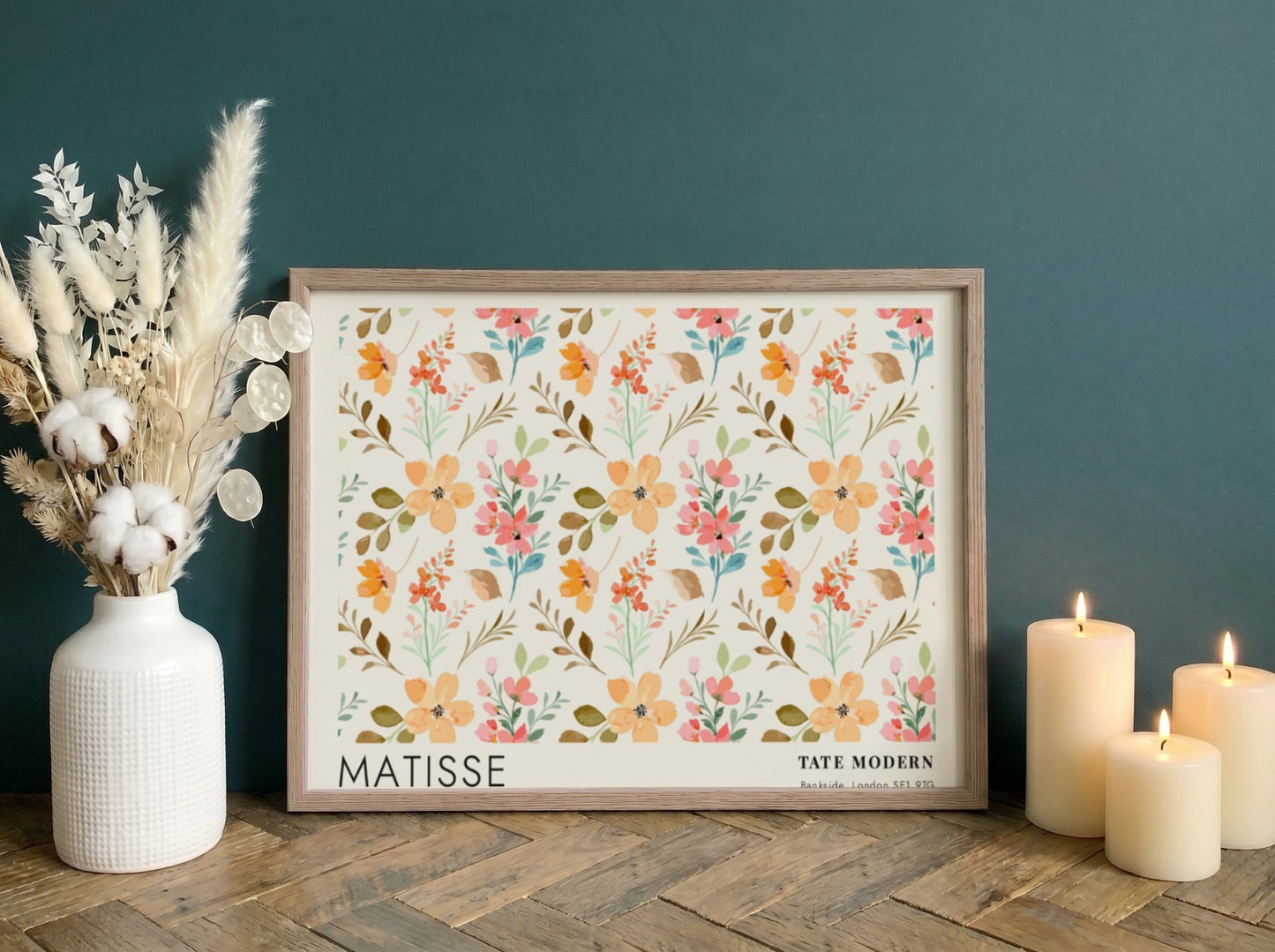 Henri Matisse poster featuring daisies and golden botanicals in vibrant colors
