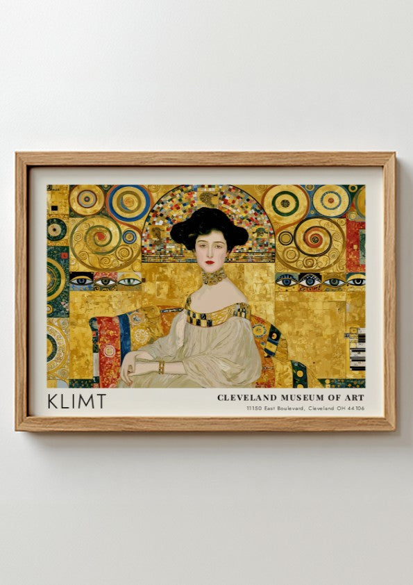 Wall art print featuring Klimt's Dampf und Gold design with rich gold tones and intricate patterns