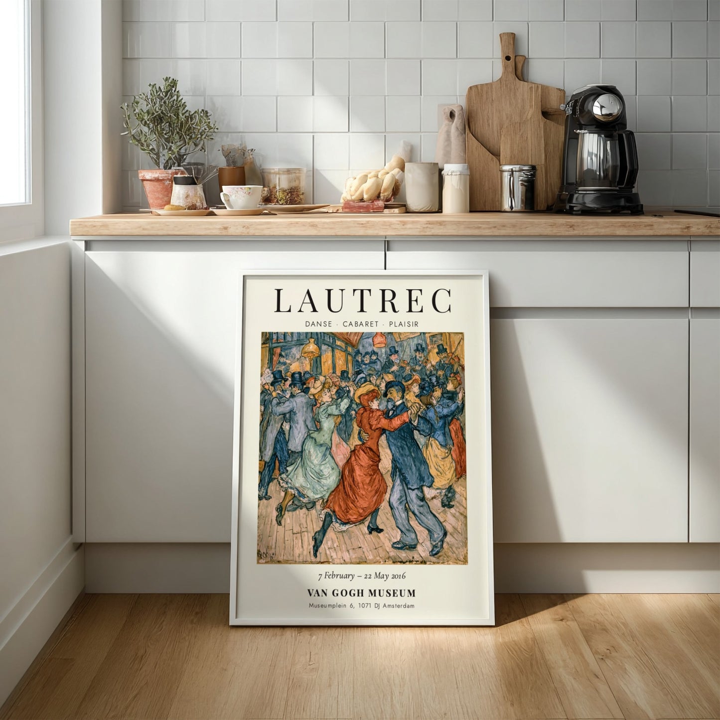 Toulouse-Lautrec poster featuring Danse Cabaret Plaisir, vibrant colors and lively dance scene