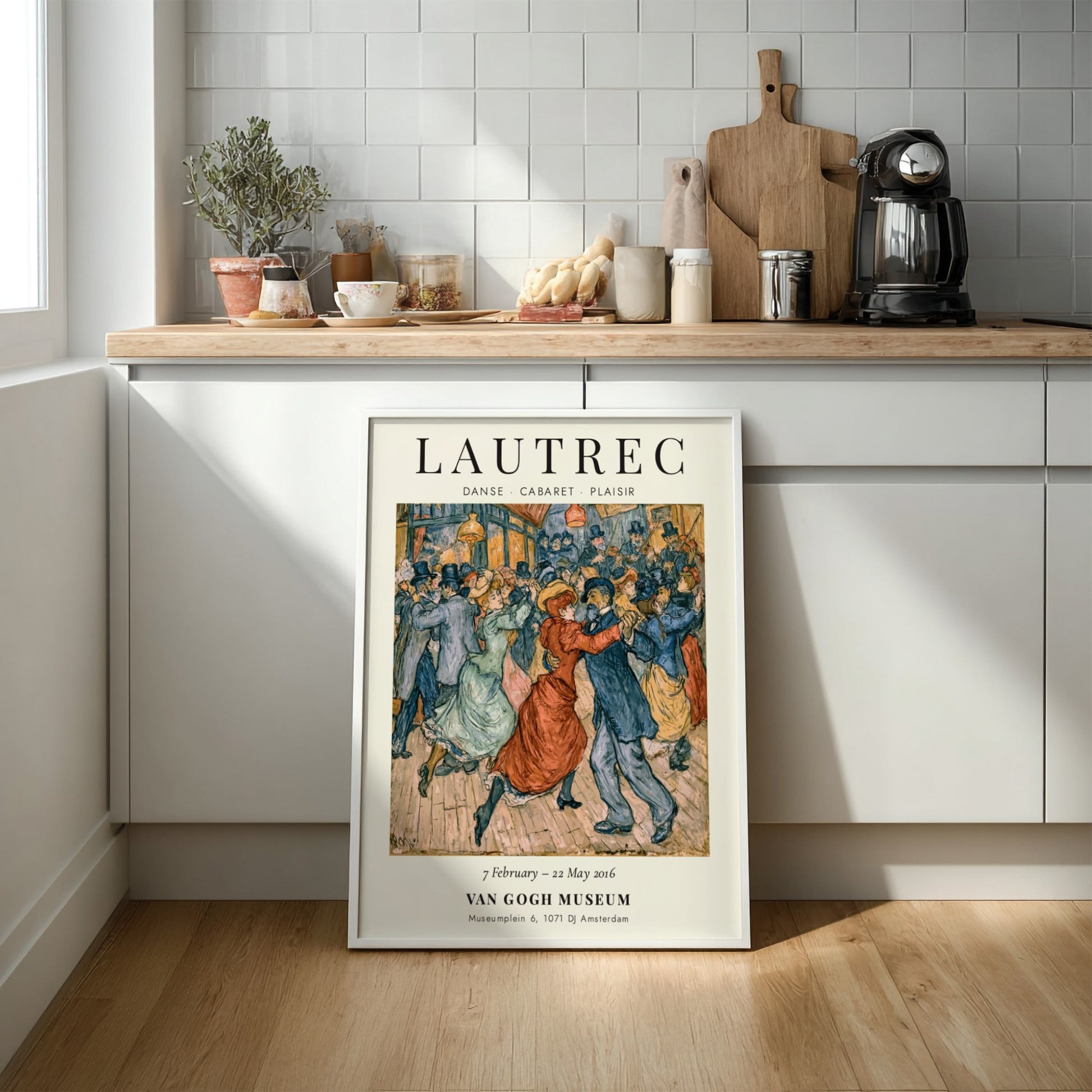 Toulouse-Lautrec poster featuring Danse Cabaret Plaisir, vibrant colors and lively dance scene