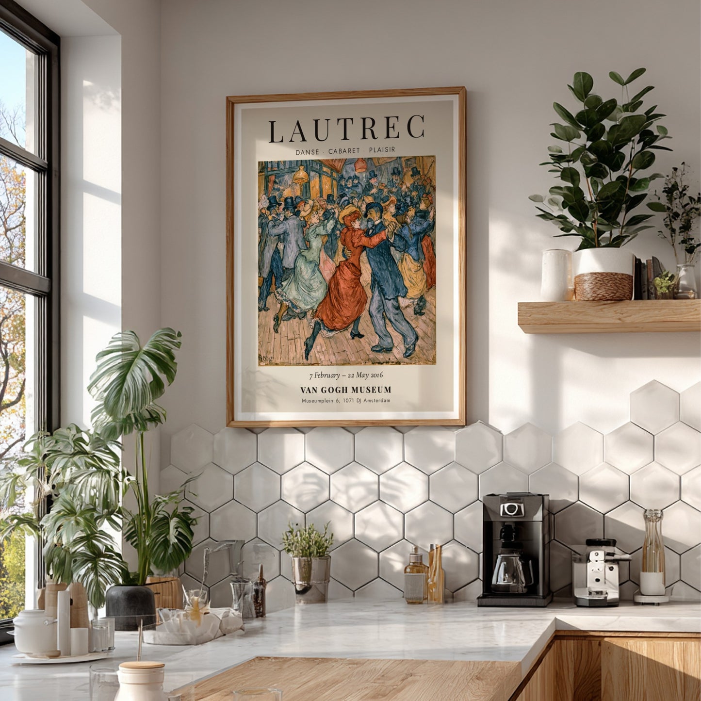 Toulouse-Lautrec poster featuring Danse Cabaret Plaisir, vibrant colors and lively dance scene