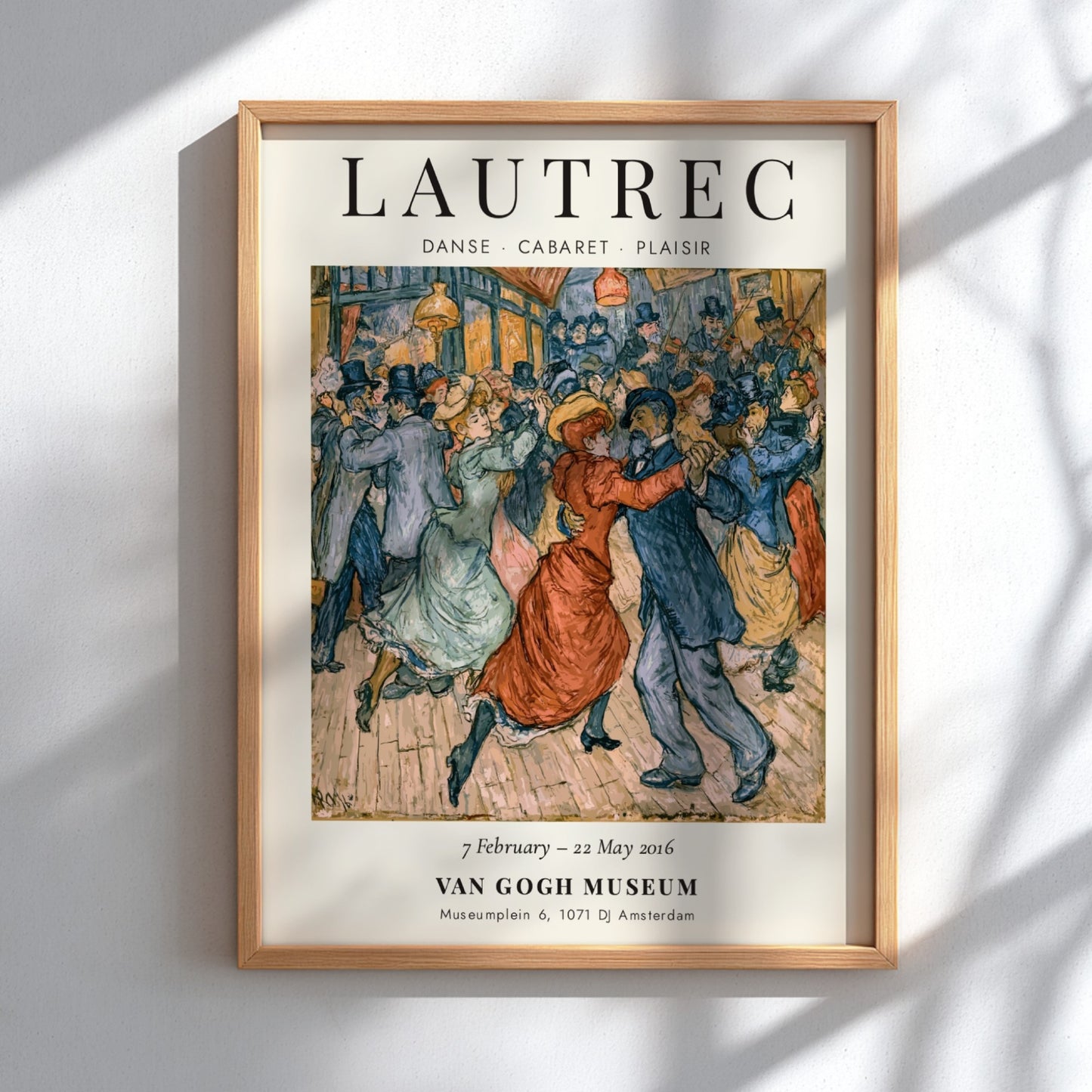 Toulouse-Lautrec poster featuring Danse Cabaret Plaisir, vibrant colors and lively dance scene