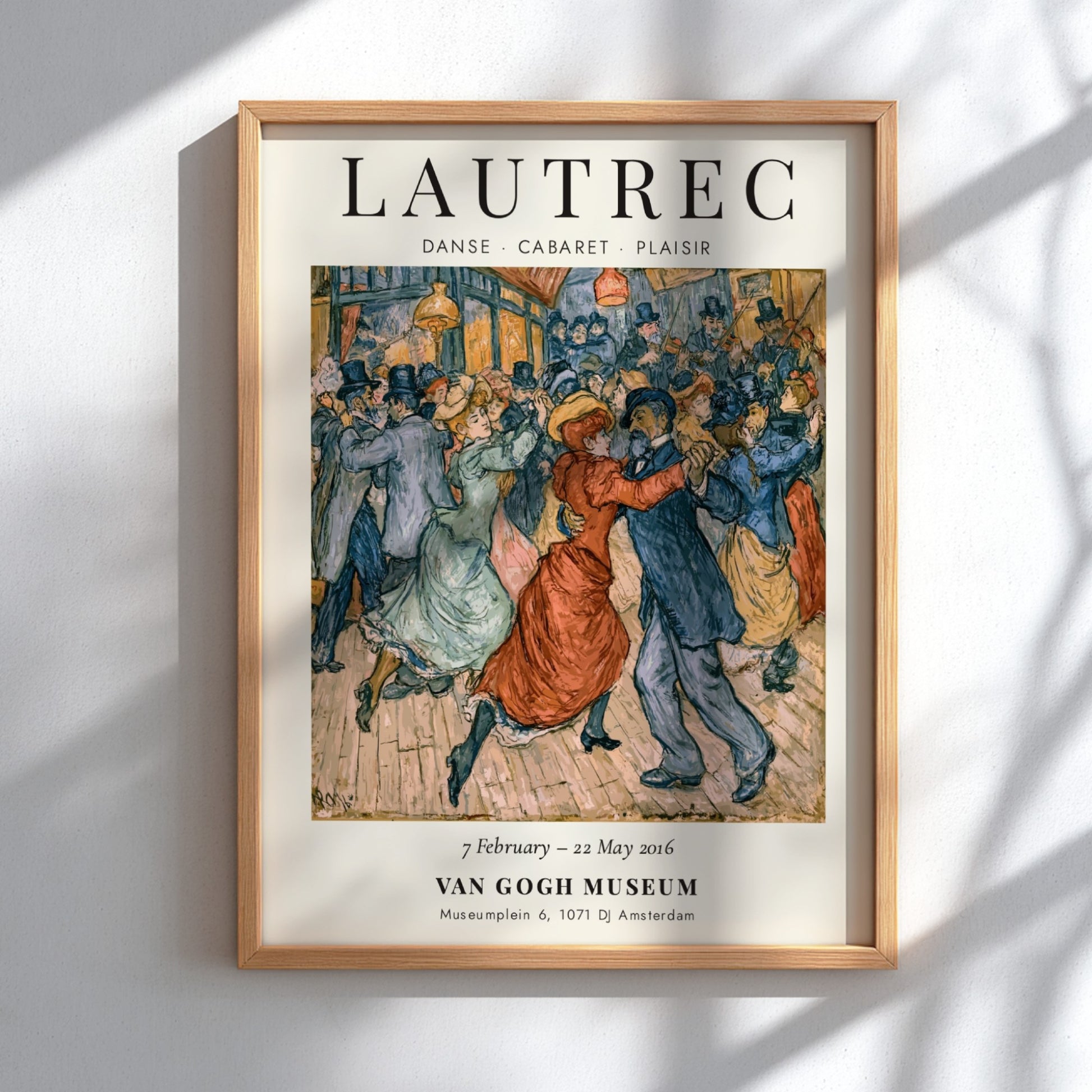 Toulouse-Lautrec poster featuring Danse Cabaret Plaisir, vibrant colors and lively dance scene