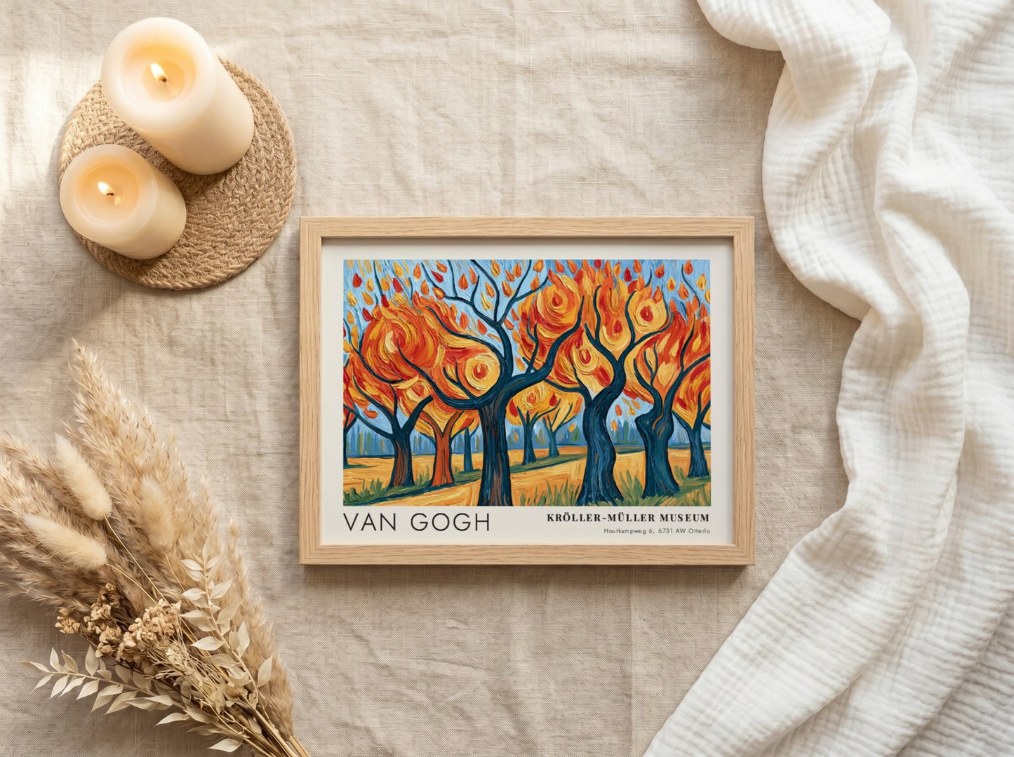 Dark Forest Night Pines poster featuring vibrant colors and Van Gogh's unique style, perfect wall art for