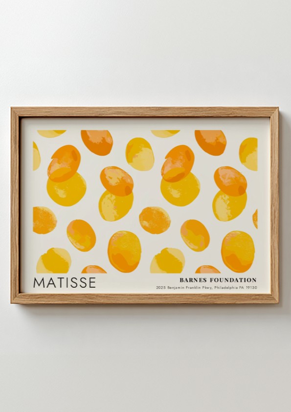 Dark Garden poster by Henri Matisse featuring warm yellow and orange shapes, modern wall art print