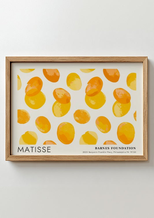 Dark Garden poster by Henri Matisse featuring warm yellow and orange shapes, modern wall art print