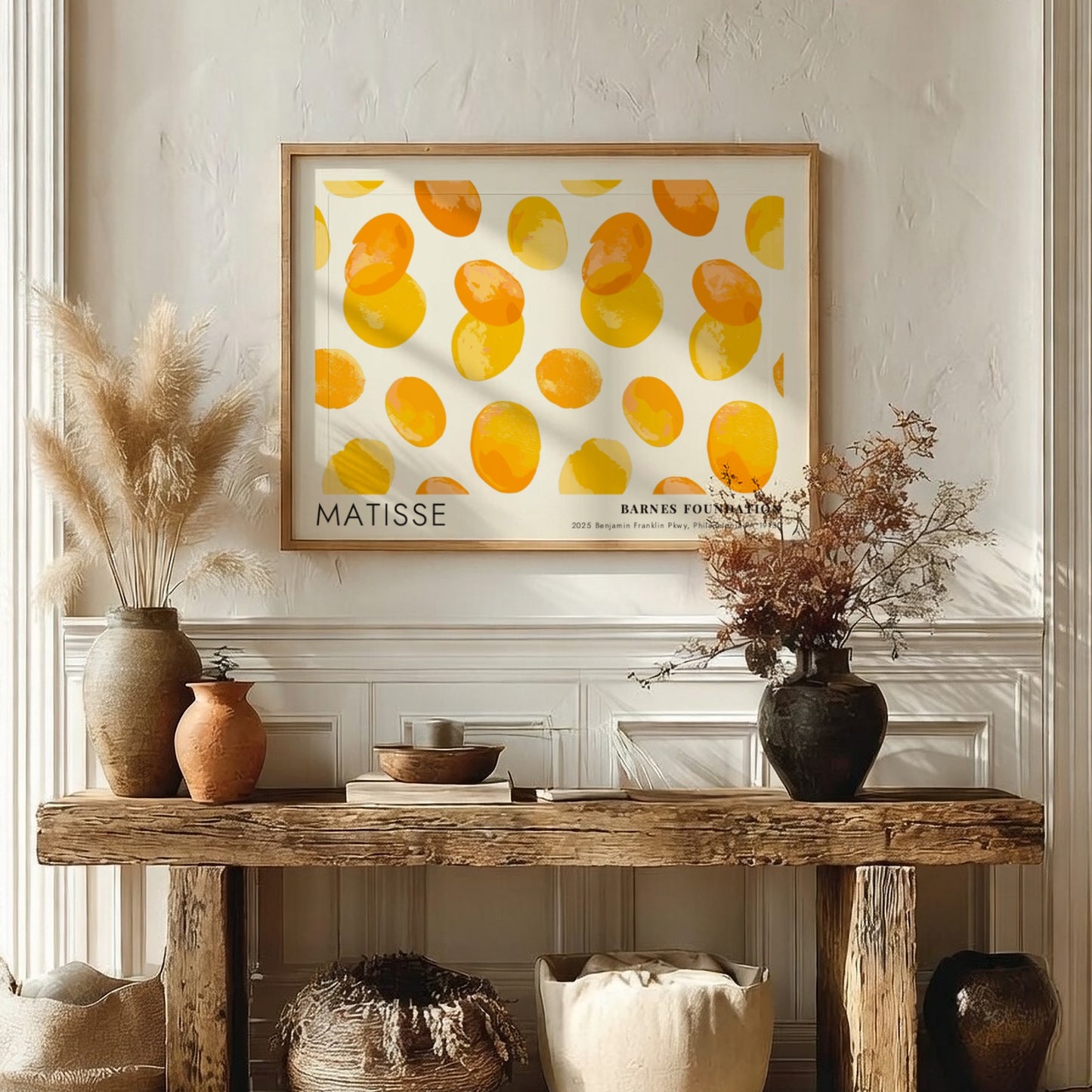 Henri Matisse poster featuring warm yellow and orange colors in a playful design