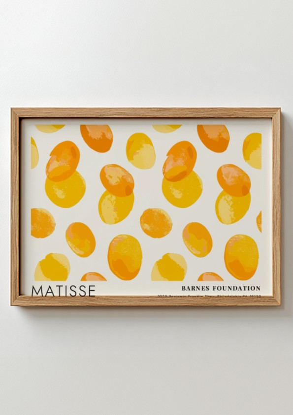 Henri Matisse poster featuring warm yellow and orange colors in a playful design