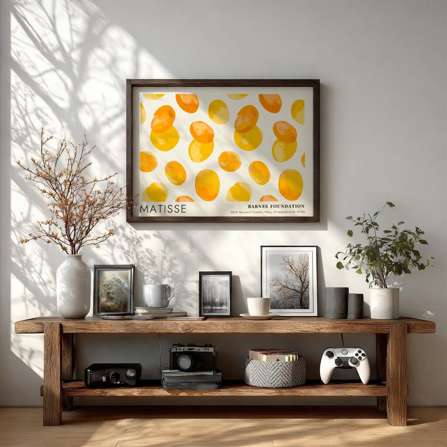 Henri Matisse poster featuring warm yellow and orange colors in a playful design
