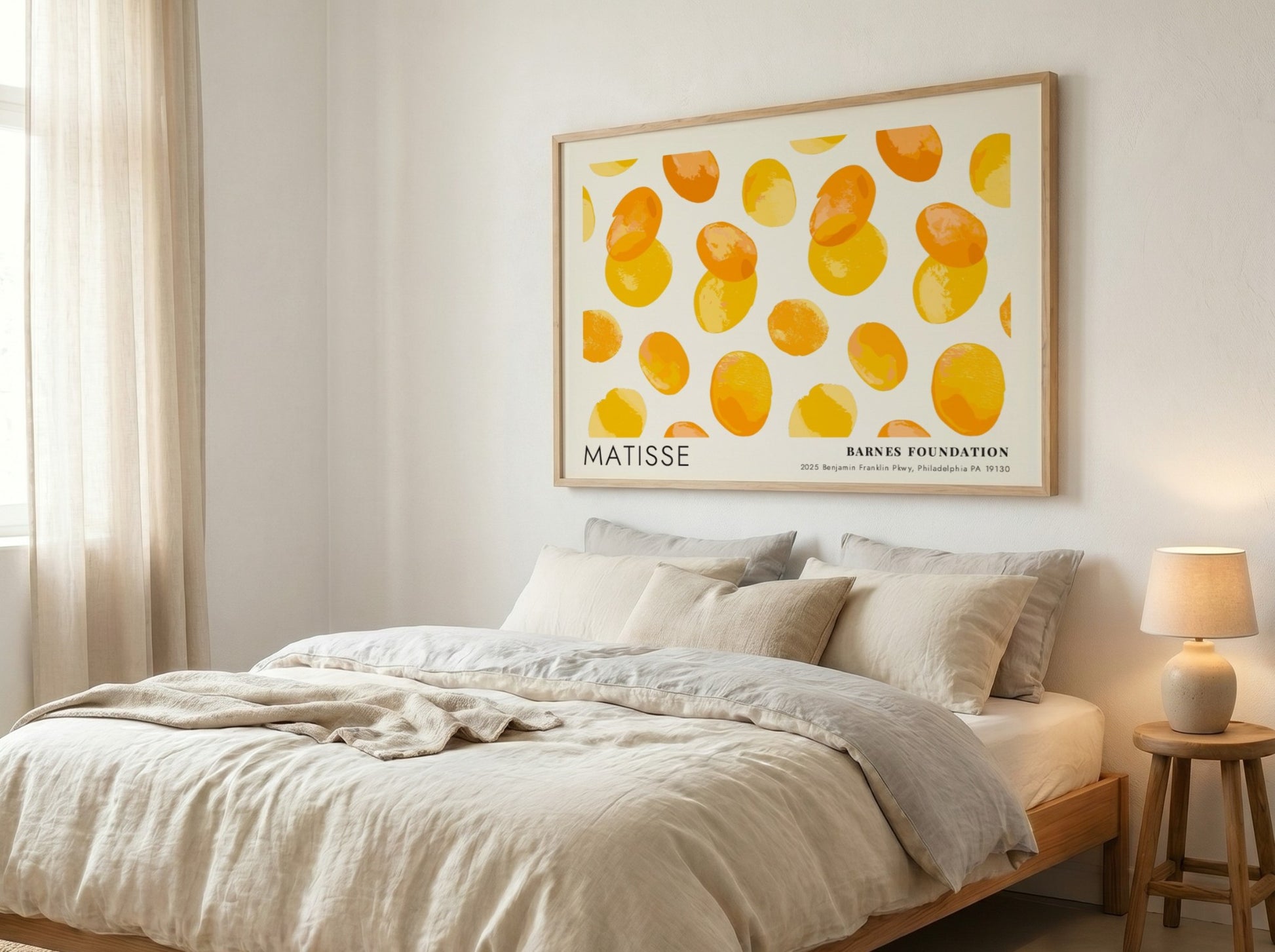 Dark Garden poster by Henri Matisse featuring warm yellow and orange shapes, modern wall art print