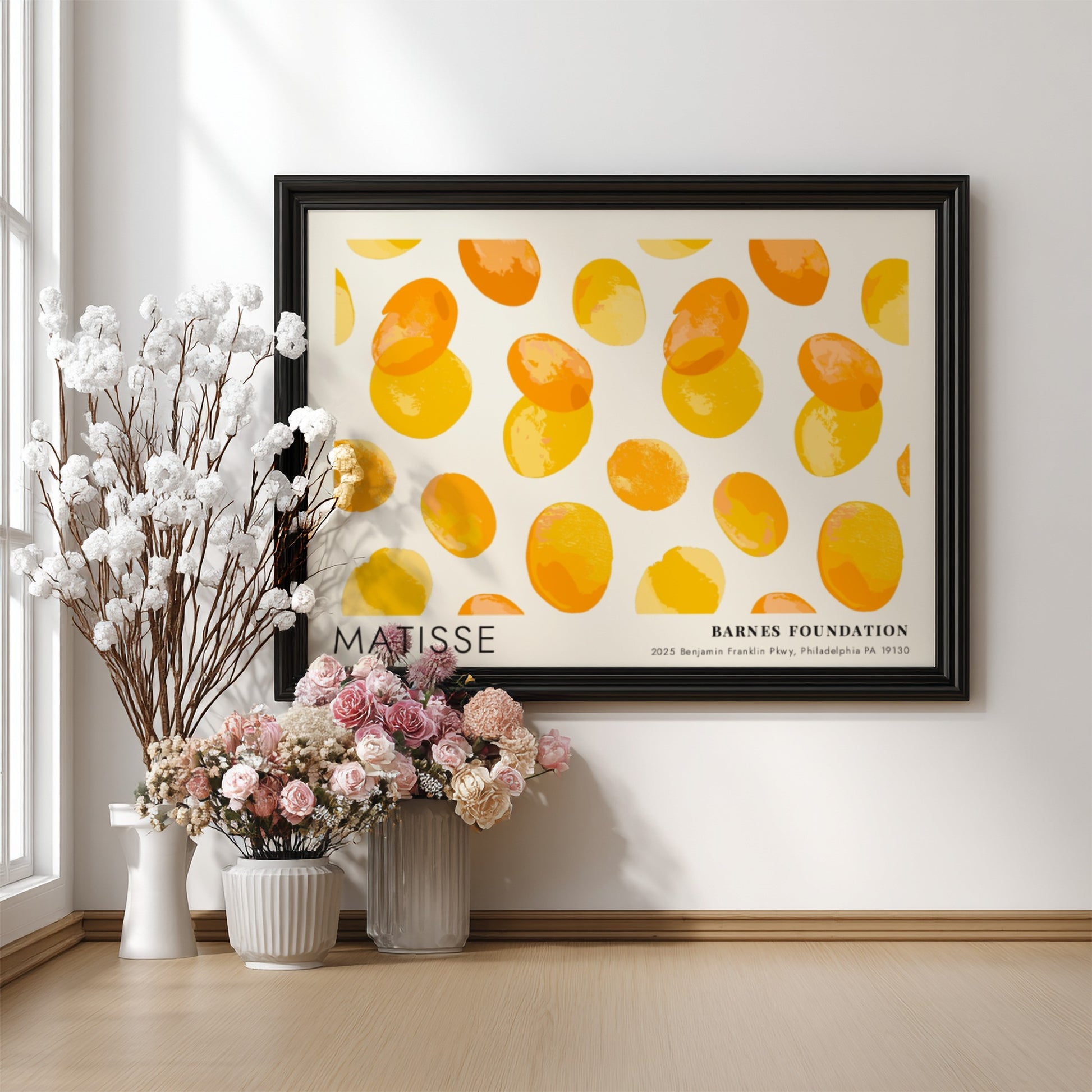 Henri Matisse poster featuring warm yellow and orange colors in a playful design